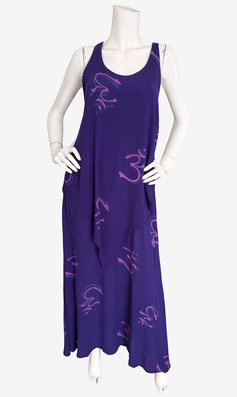 Mission Canyon Maxi Dress Purple Sleeveless Layered Batik Art to Wear Small